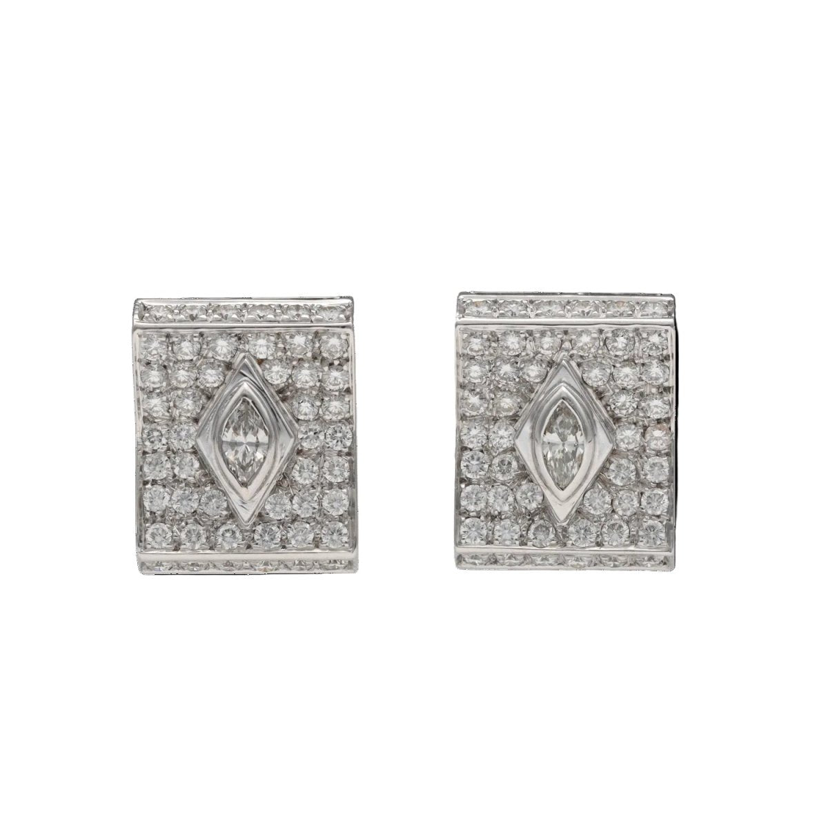 Boucles d'oreilles Clips en or blanc et diamants - Castafiore