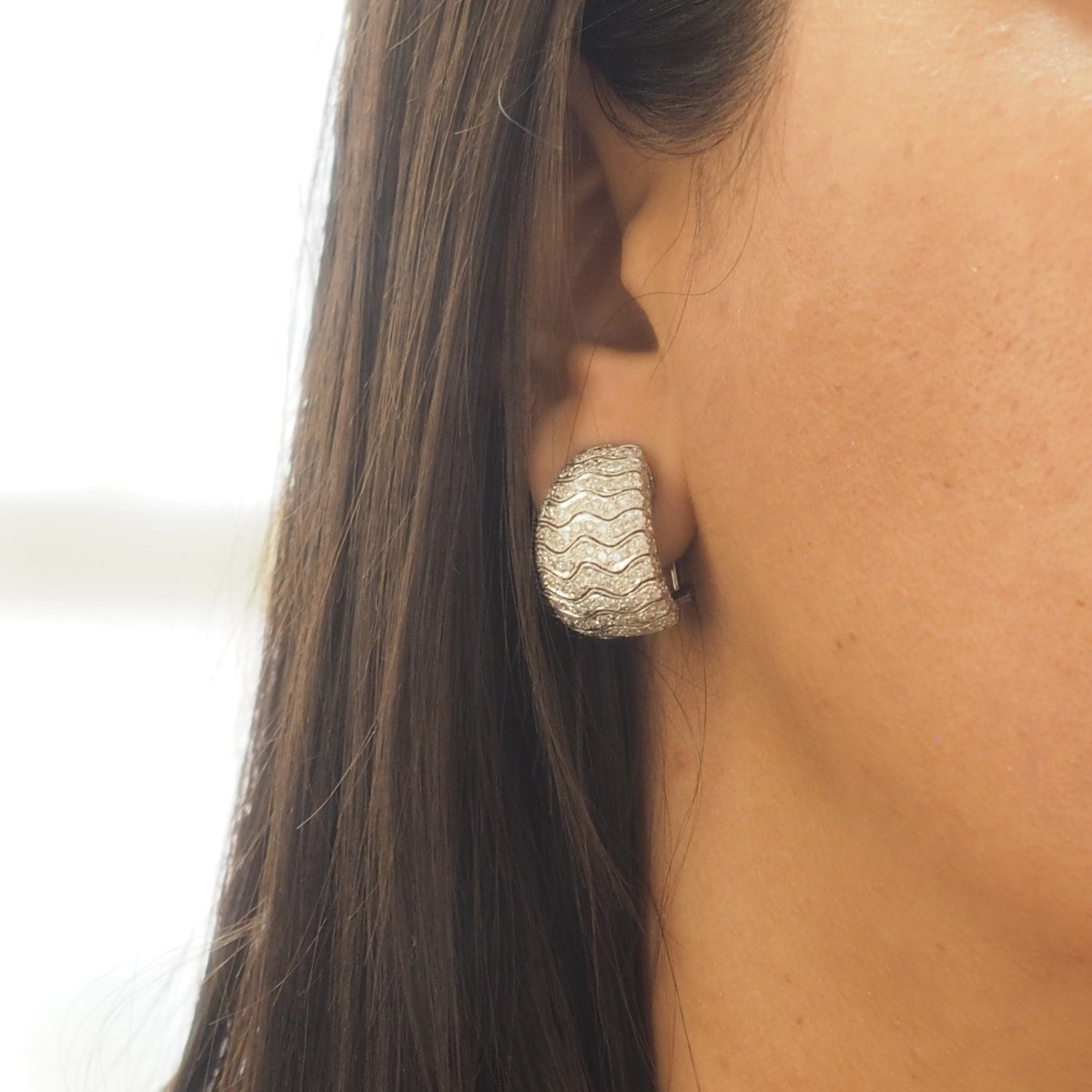 Boucles d'oreilles Clips en or blanc et diamants - Castafiore