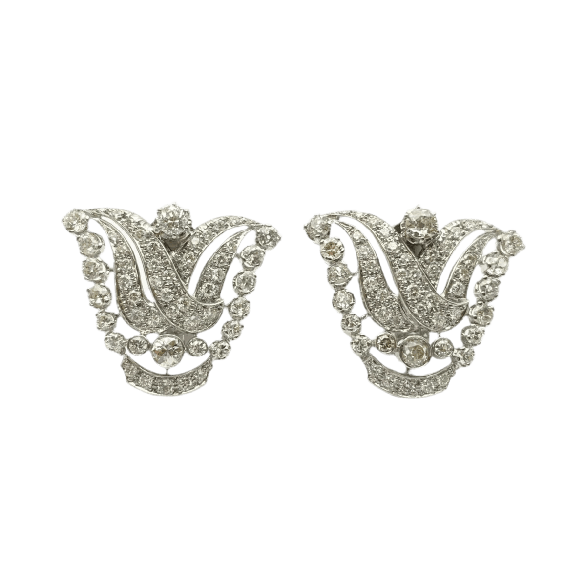 Boucles d'oreilles Clips en or blanc et diamants - Castafiore