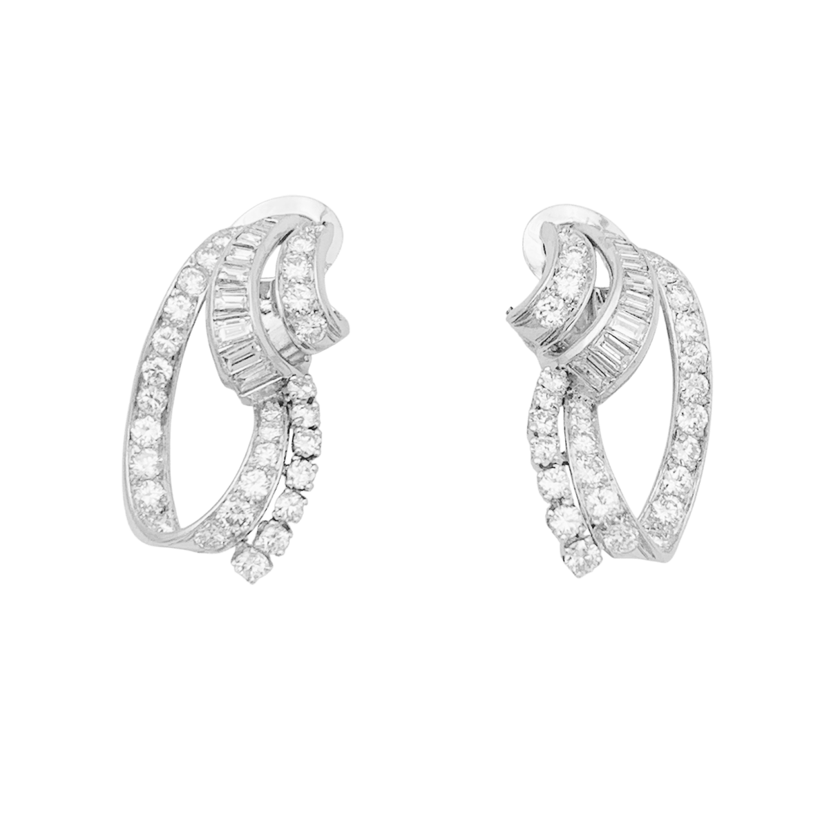 Boucles d'oreilles Clips en or blanc et diamants - Castafiore