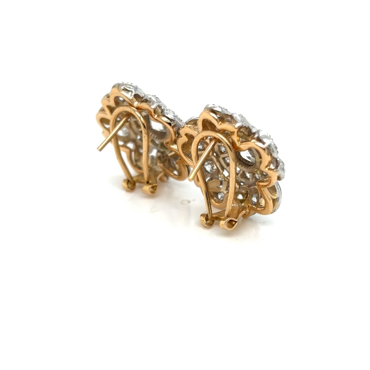 Boucles d’oreilles Clips en or blanc, or jaune et diamants - Castafiore