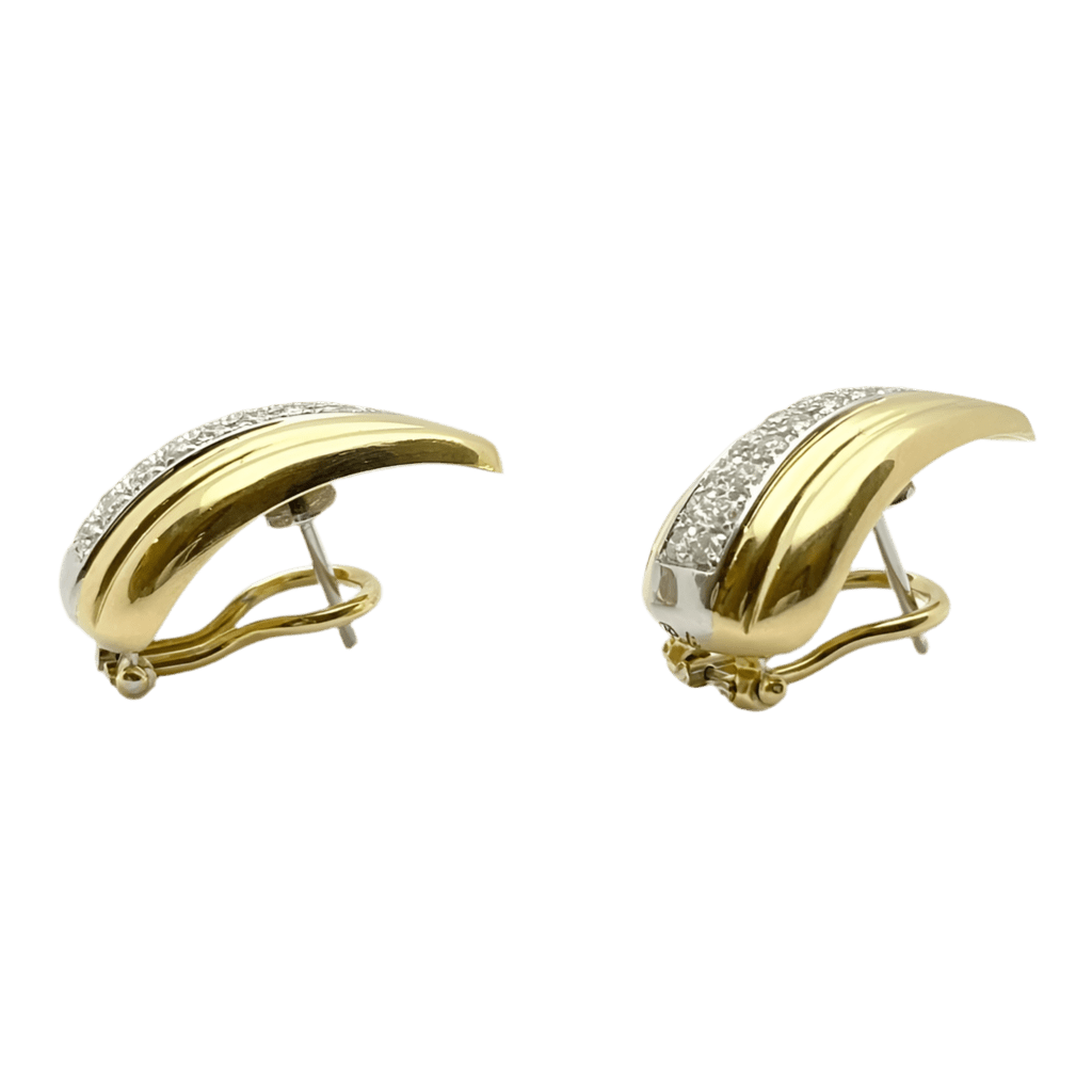 Boucles d'oreilles Clips en or blanc, or jaune et diamants - Castafiore