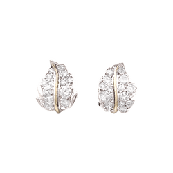 Boucles d'oreilles Clips en or blanc, or jaune et diamants - Castafiore