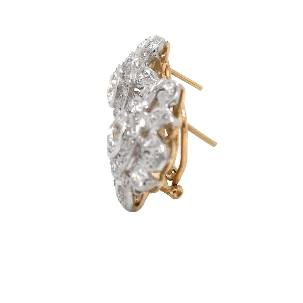 Boucles d’oreilles Clips en or blanc, or jaune et diamants - Castafiore