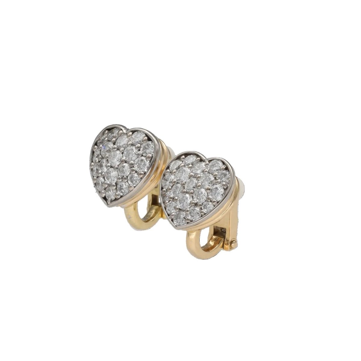 Boucles d'oreilles Clips en or blanc, or jaune et diamants - Castafiore