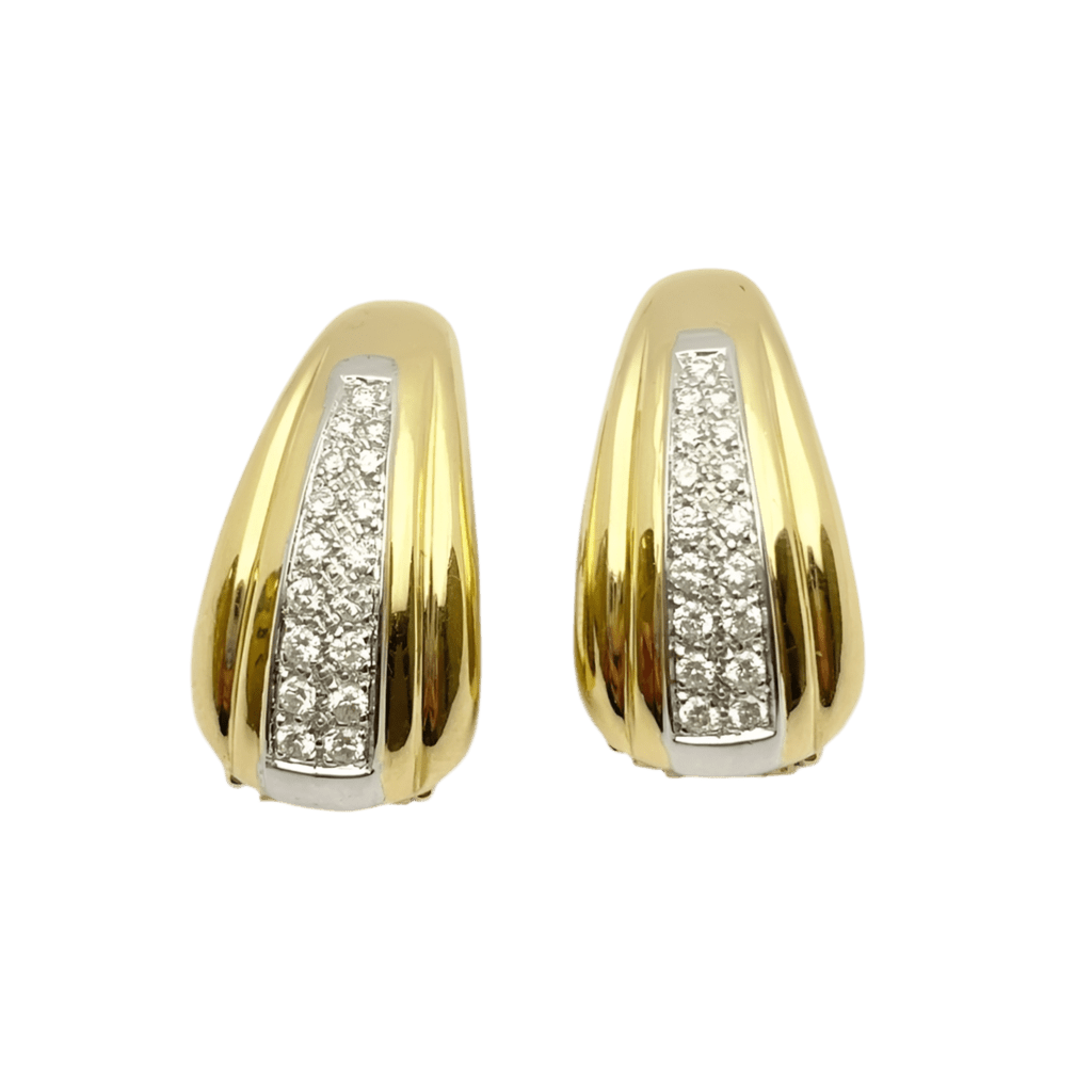 Boucles d'oreilles Clips en or blanc, or jaune et diamants - Castafiore