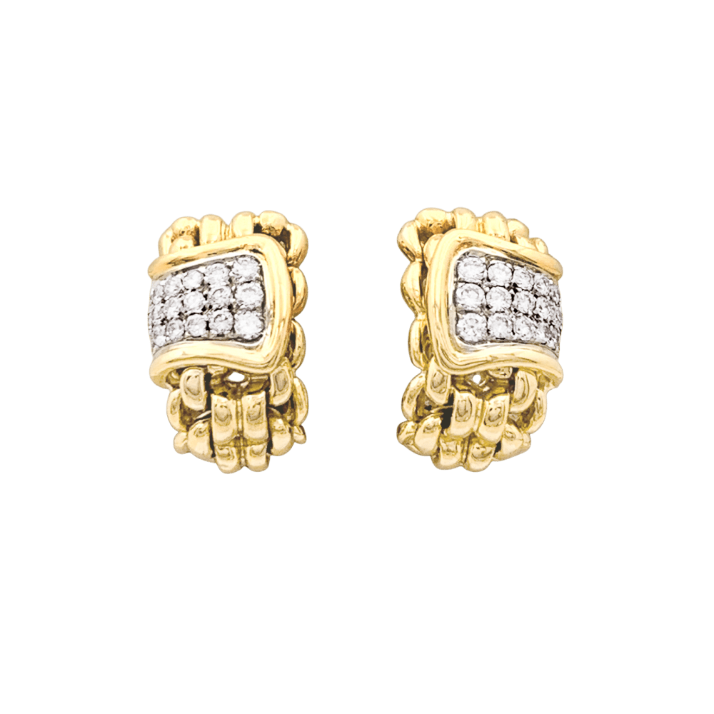 Boucles d'oreilles Clips en or blanc, or jaune et diamants - Castafiore