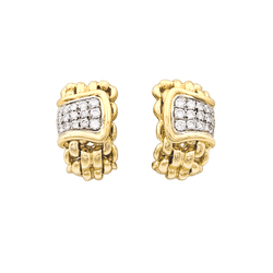 Boucles d'oreilles Clips en or blanc, or jaune et diamants - Castafiore