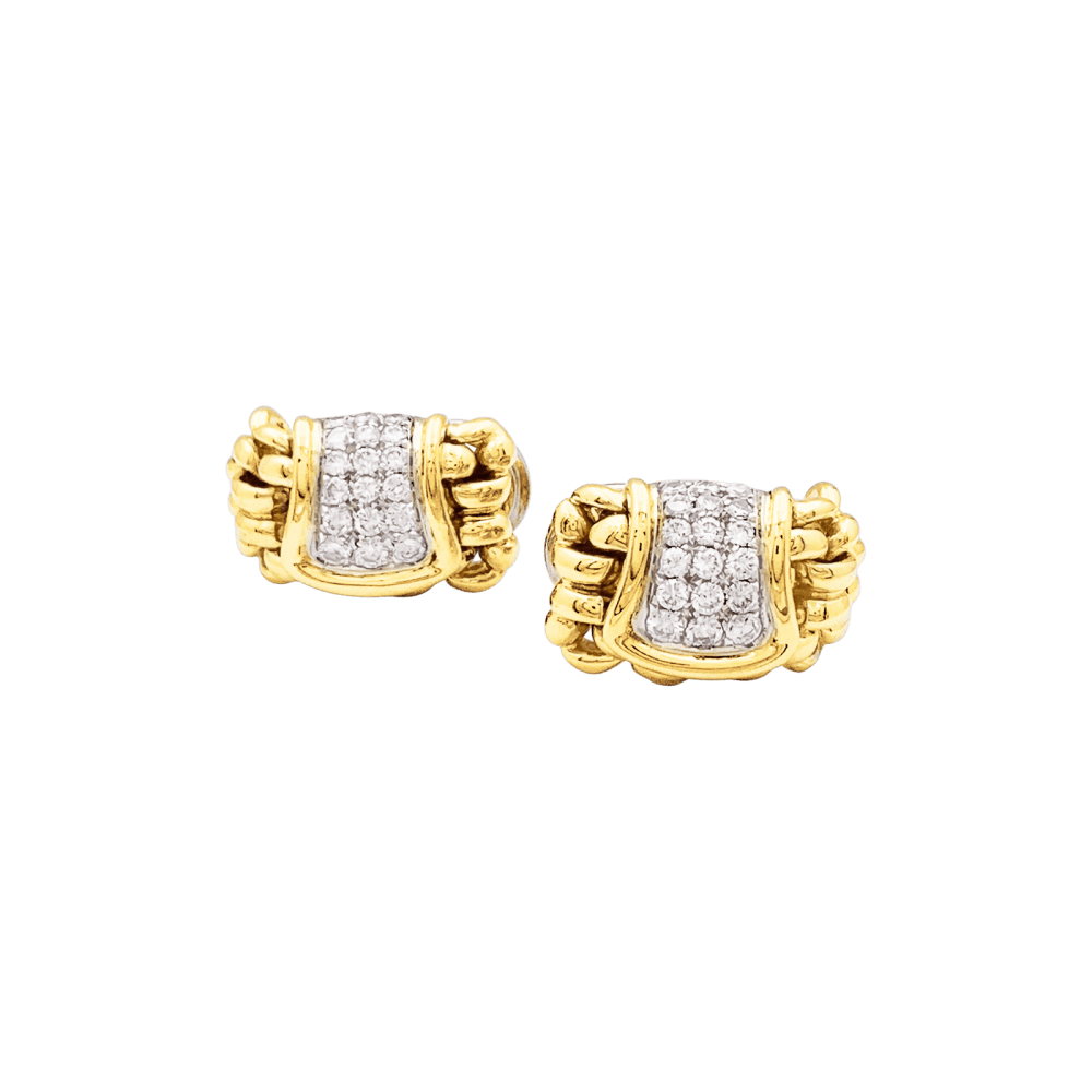 Boucles d'oreilles Clips en or blanc, or jaune et diamants - Castafiore