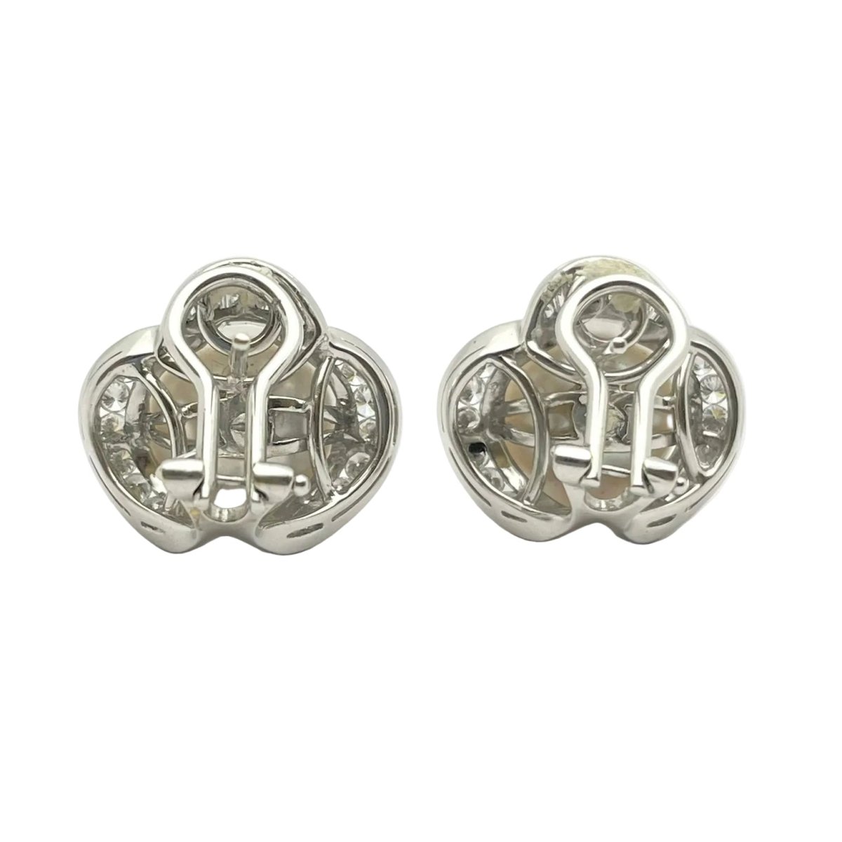 Boucles d'oreilles Clips en or blanc, pearls et diamants - Castafiore