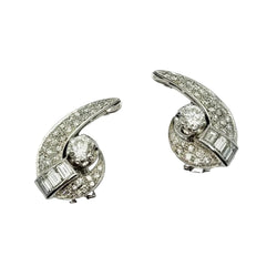 Boucles d'oreilles Clips en or blanc, platine et diamants - Castafiore
