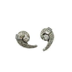 Boucles d'oreilles Clips en or blanc, platine et diamants - Castafiore