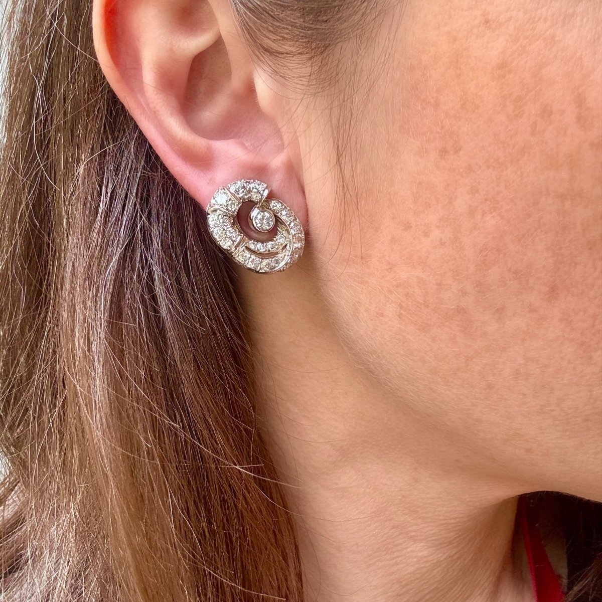 Boucles d'oreilles Clips en or blanc, platine et diamants - Castafiore