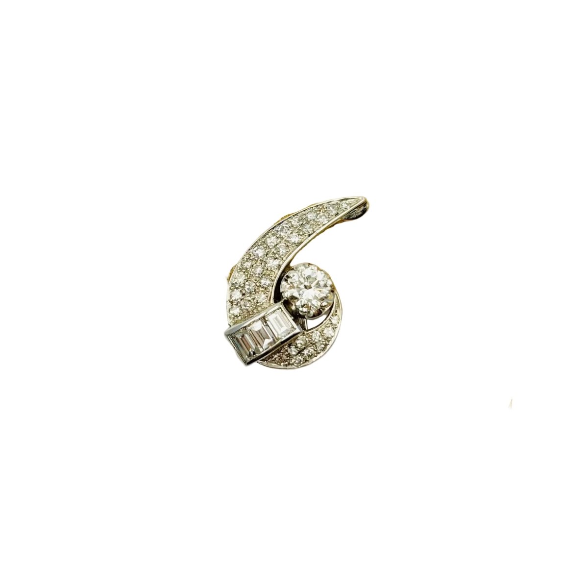 Boucles d'oreilles Clips en or blanc, platine et diamants - Castafiore