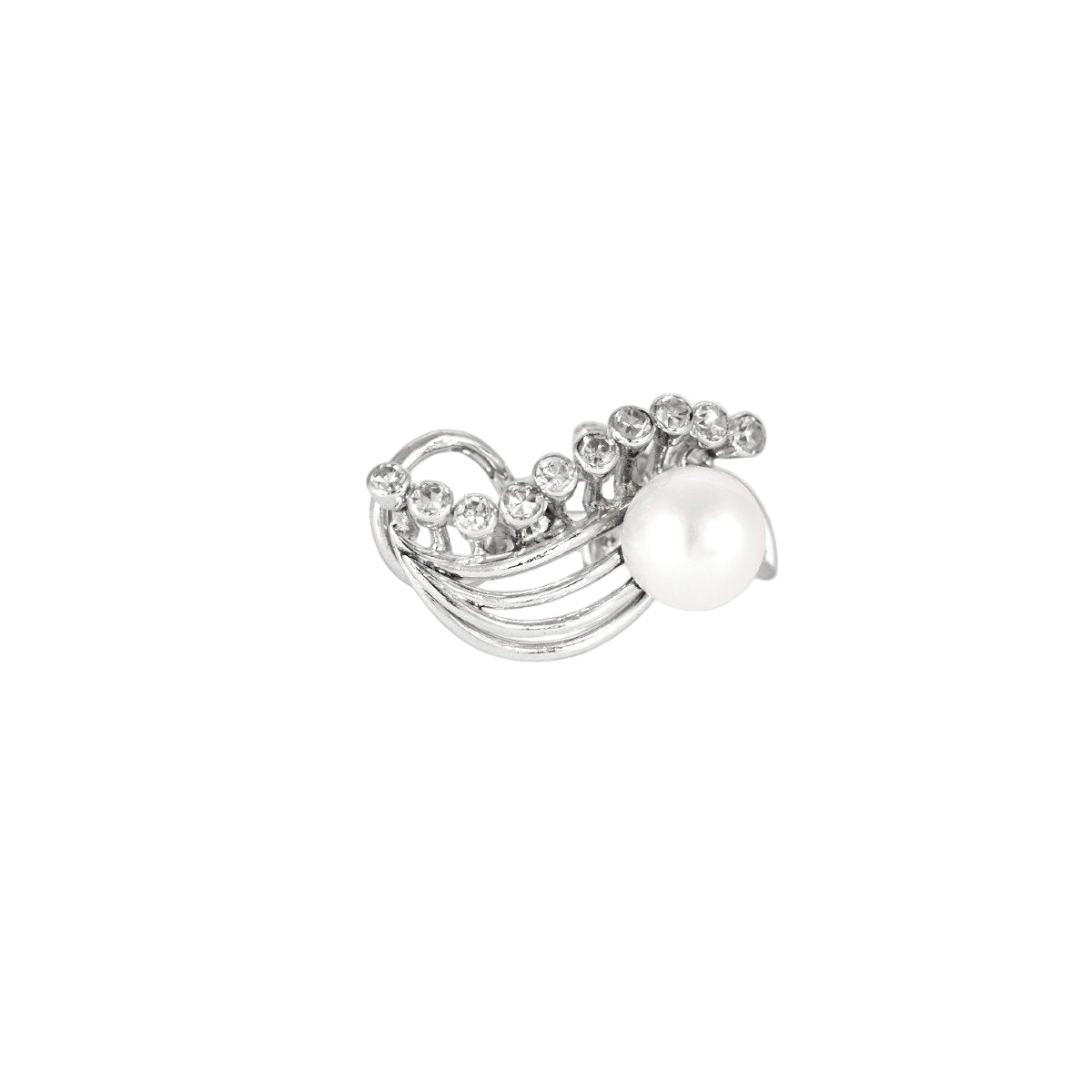 Boucles d'oreilles Clips en or blanc, platine, perles et diamants - Castafiore