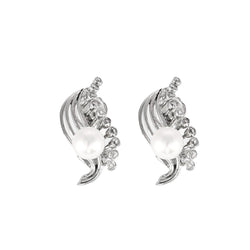 Boucles d'oreilles Clips en or blanc, platine, perles et diamants - Castafiore