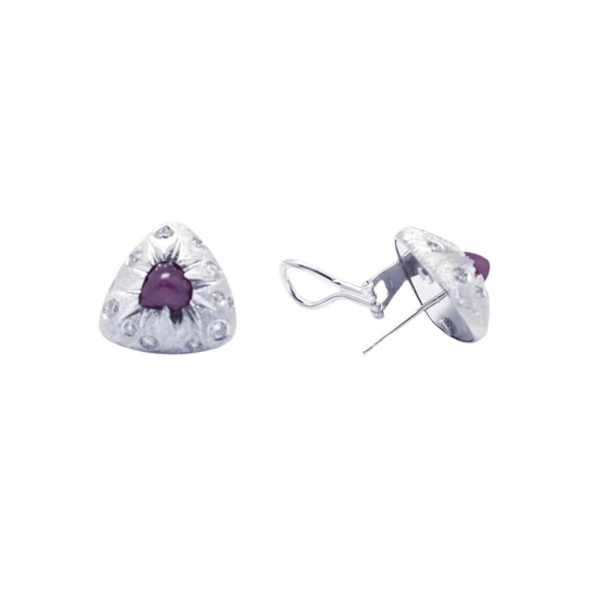 Boucles d'oreilles Clips en or blanc, rubis et diamants - Castafiore