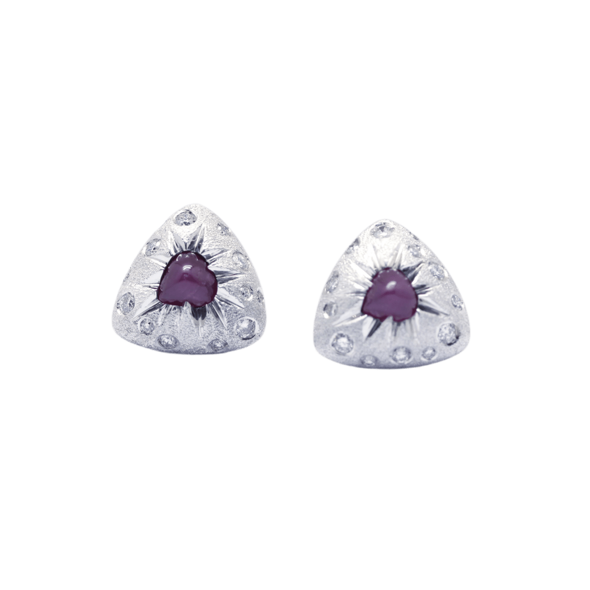 Boucles d'oreilles Clips en or blanc, rubis et diamants - Castafiore