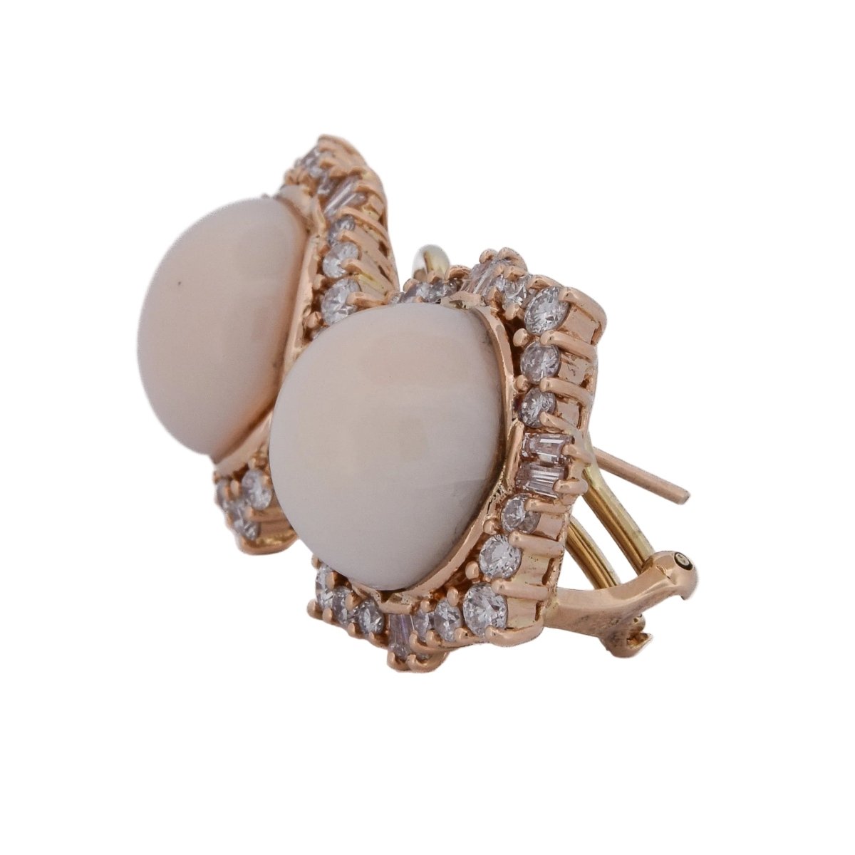 Boucles d'oreilles Clips en or jaune, corail et diamants - Castafiore