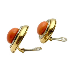 Boucles d'oreilles Clips en or jaune, corail et diamants - Castafiore