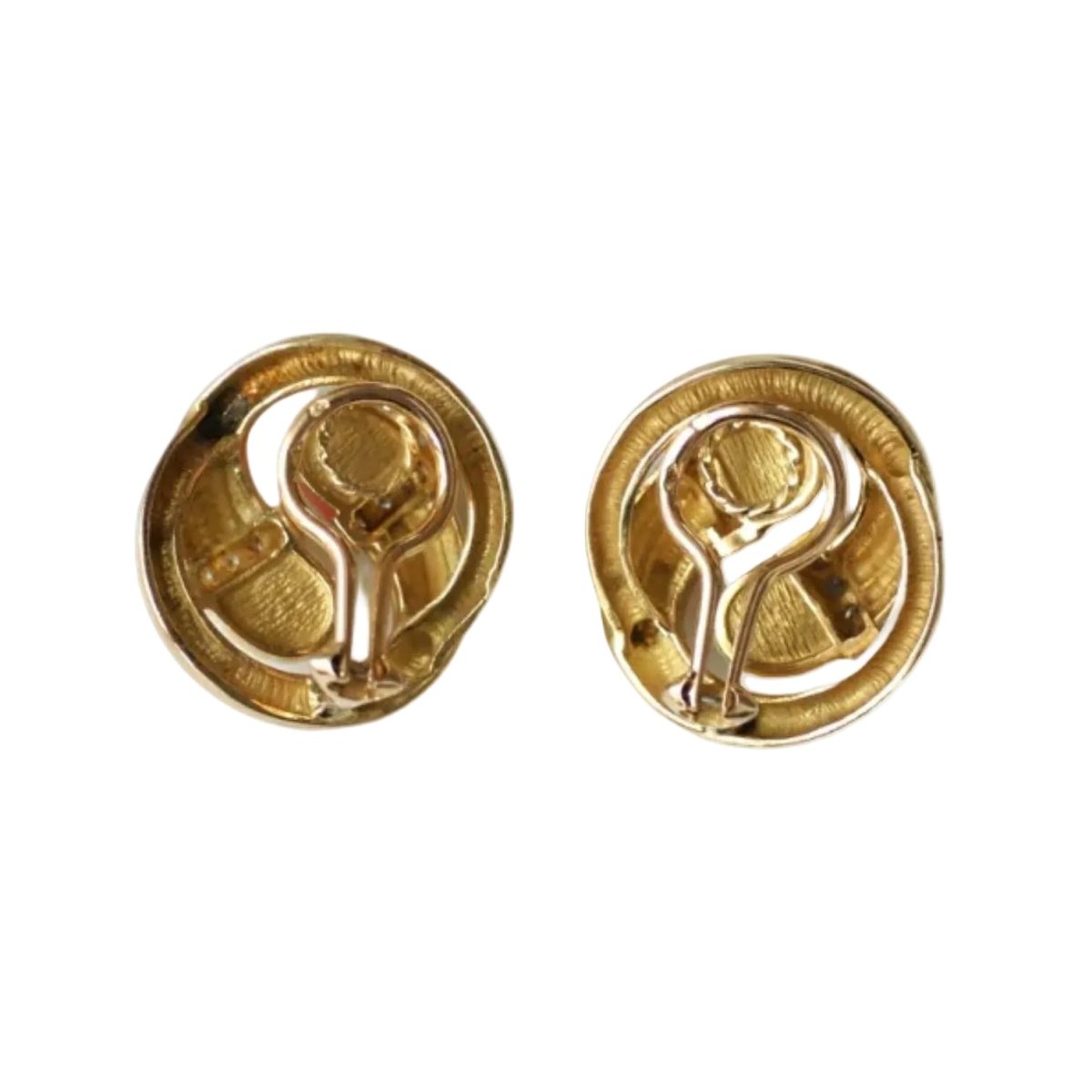 Boucles d'oreilles Clips en or jaune, corail et diamants - Castafiore