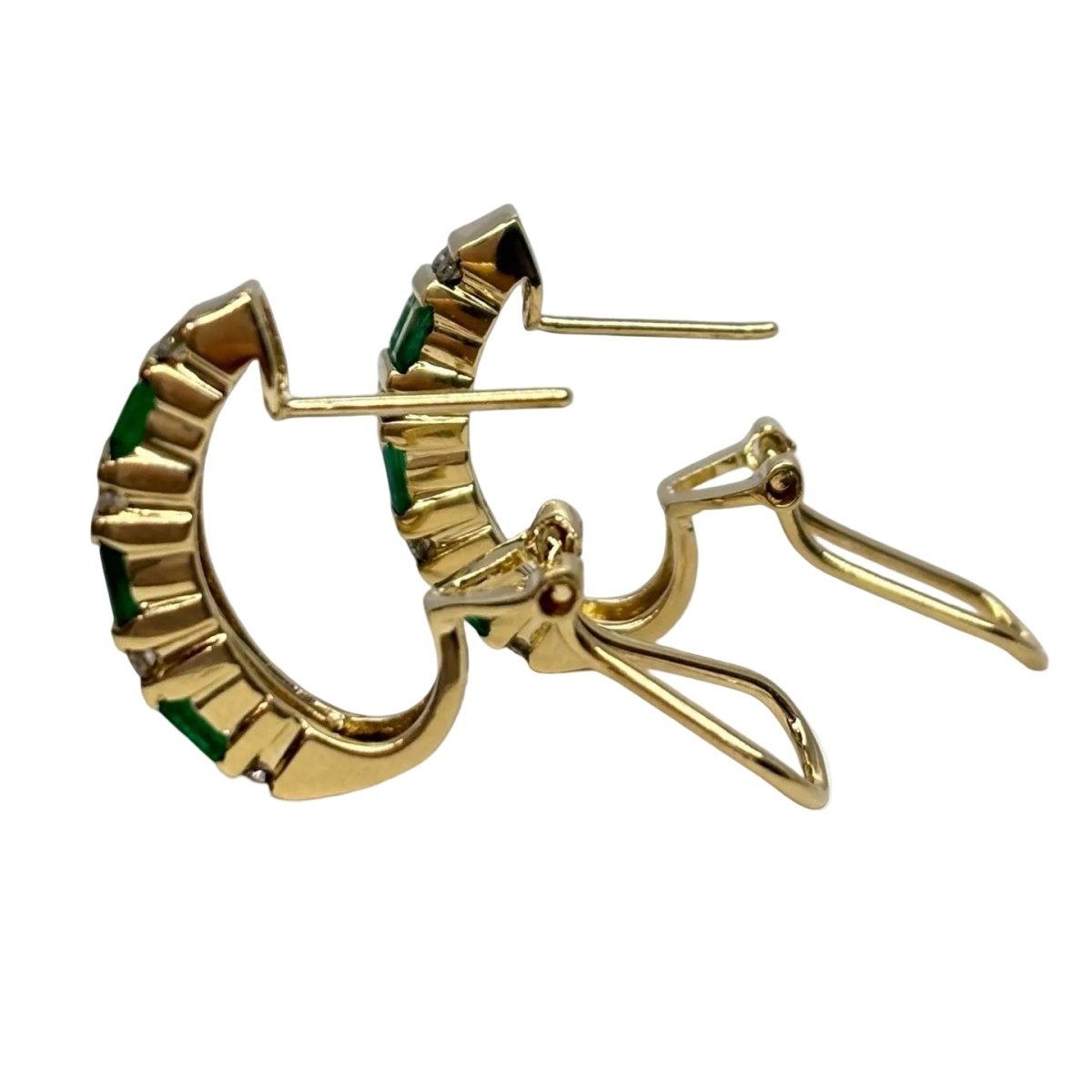 Boucles d'oreilles Clips en or jaune, émeraudes et diamants - Castafiore