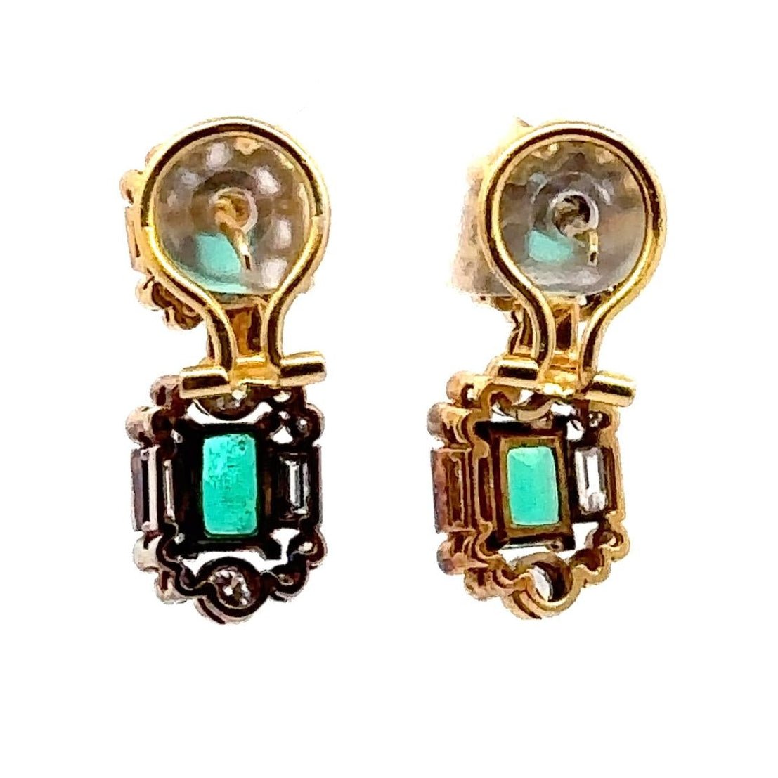 Boucles d'oreilles Clips en or jaune, émeraudes et diamants - Castafiore