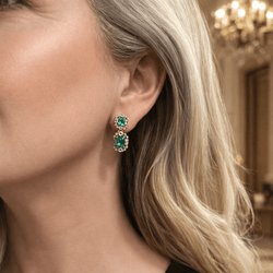 Boucles d'oreilles Clips en or jaune, émeraudes et diamants - Castafiore