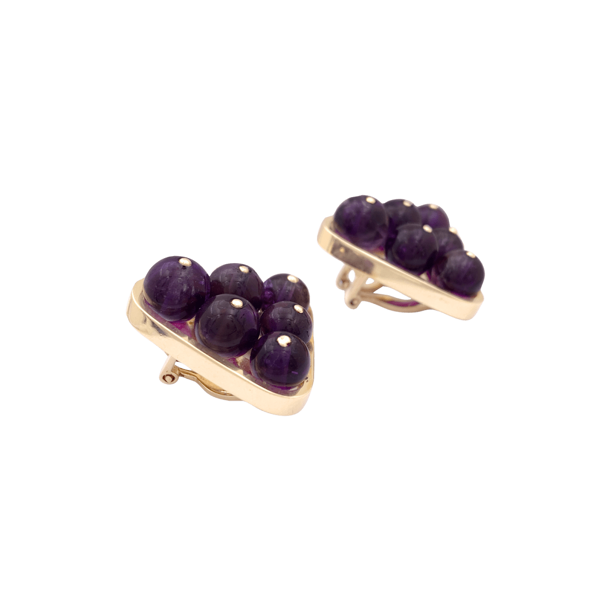 Boucles d'oreilles Clips en or jaune et améthyste - Castafiore