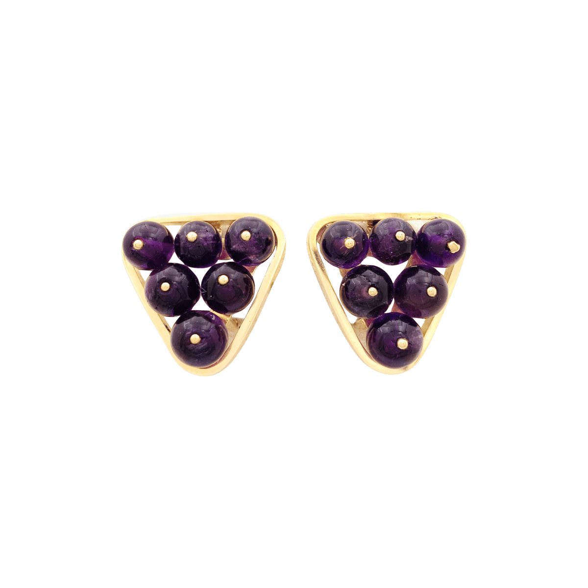 Boucles d'oreilles Clips en or jaune et améthyste - Castafiore