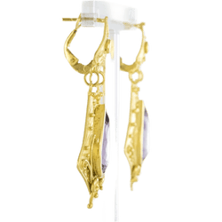 Boucles d'oreilles Clips en or jaune et améthystes - Castafiore