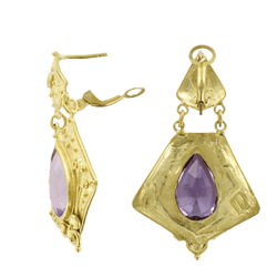 Boucles d'oreilles Clips en or jaune et améthystes - Castafiore