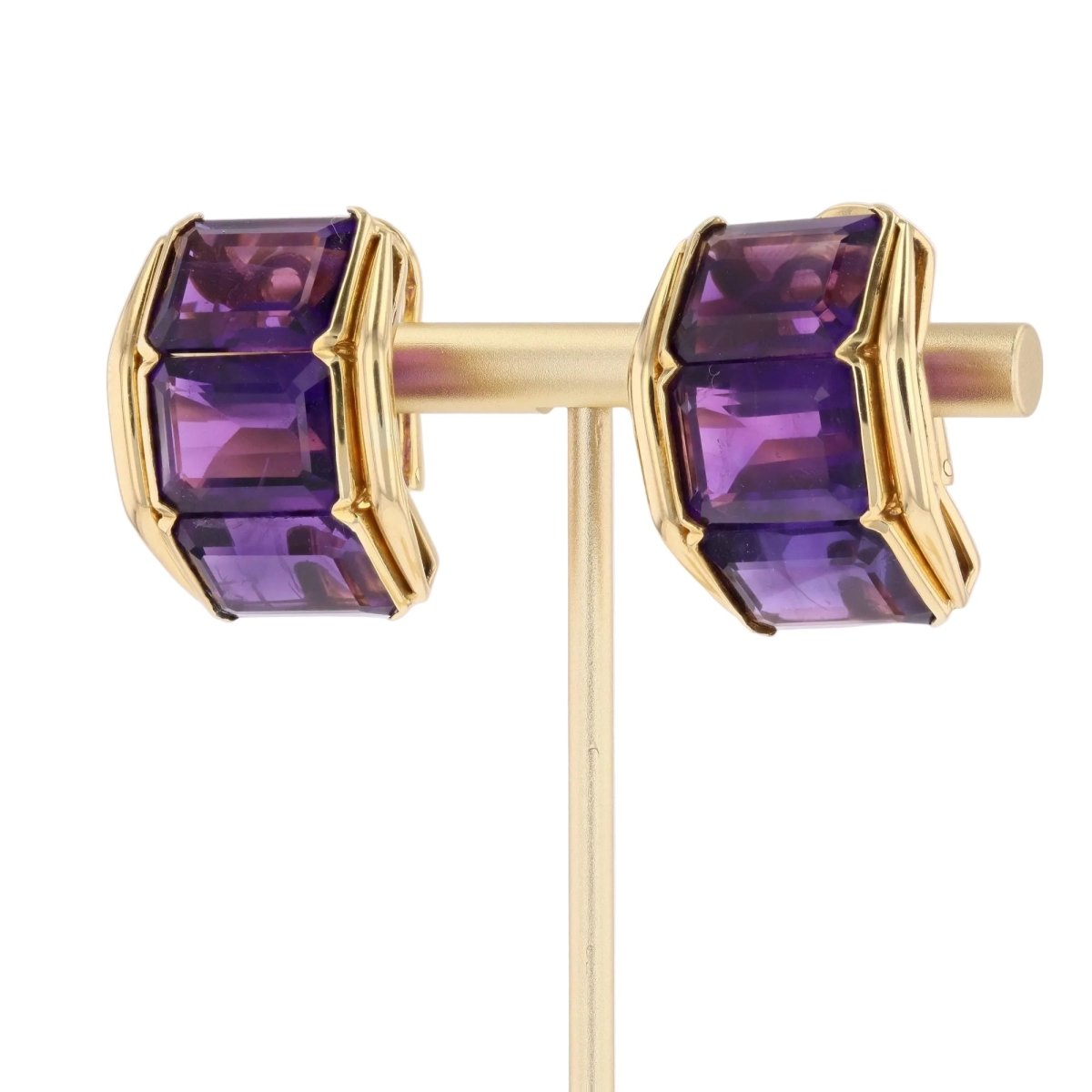 Boucles d'oreilles Clips en or jaune et améthystes - Castafiore