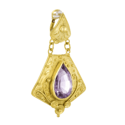 Boucles d'oreilles Clips en or jaune et améthystes - Castafiore