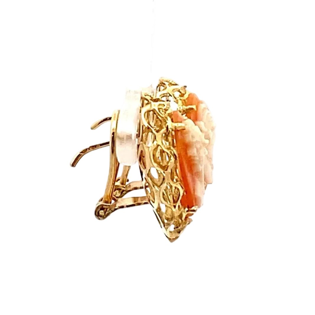 Boucles d'oreilles Clips en or jaune et camée - Castafiore