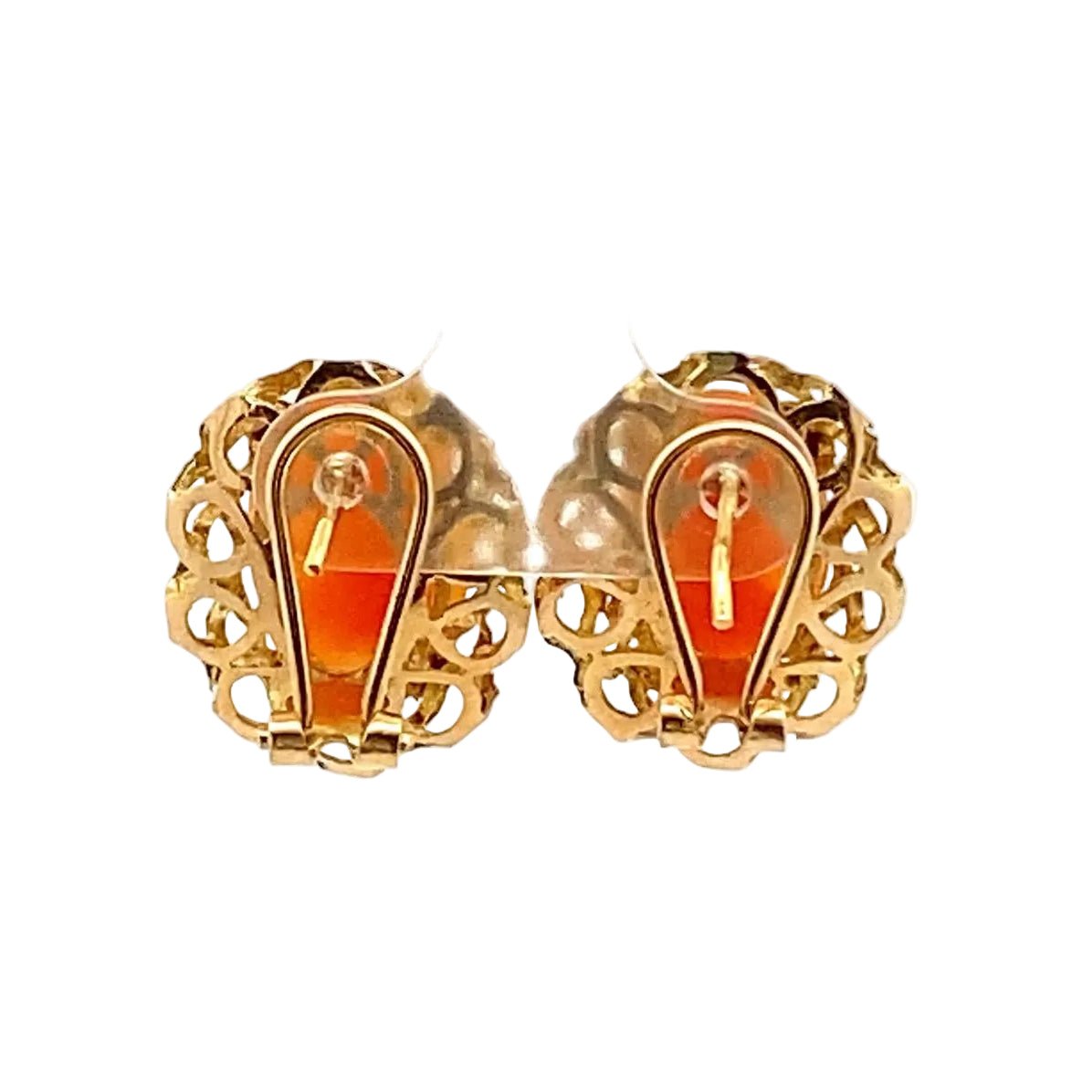 Boucles d'oreilles Clips en or jaune et camée - Castafiore