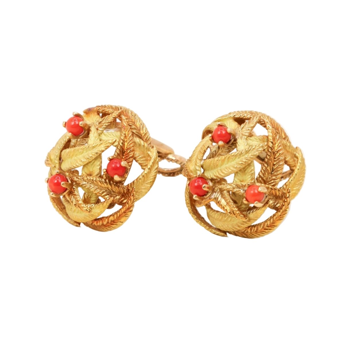 Boucles d'oreilles Clips en or jaune et corail - Castafiore