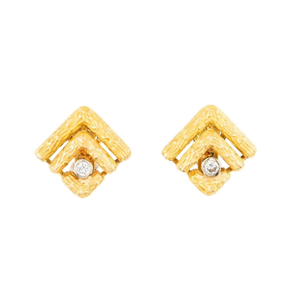 Boucles d'oreilles Clips en or jaune et diamants - Castafiore