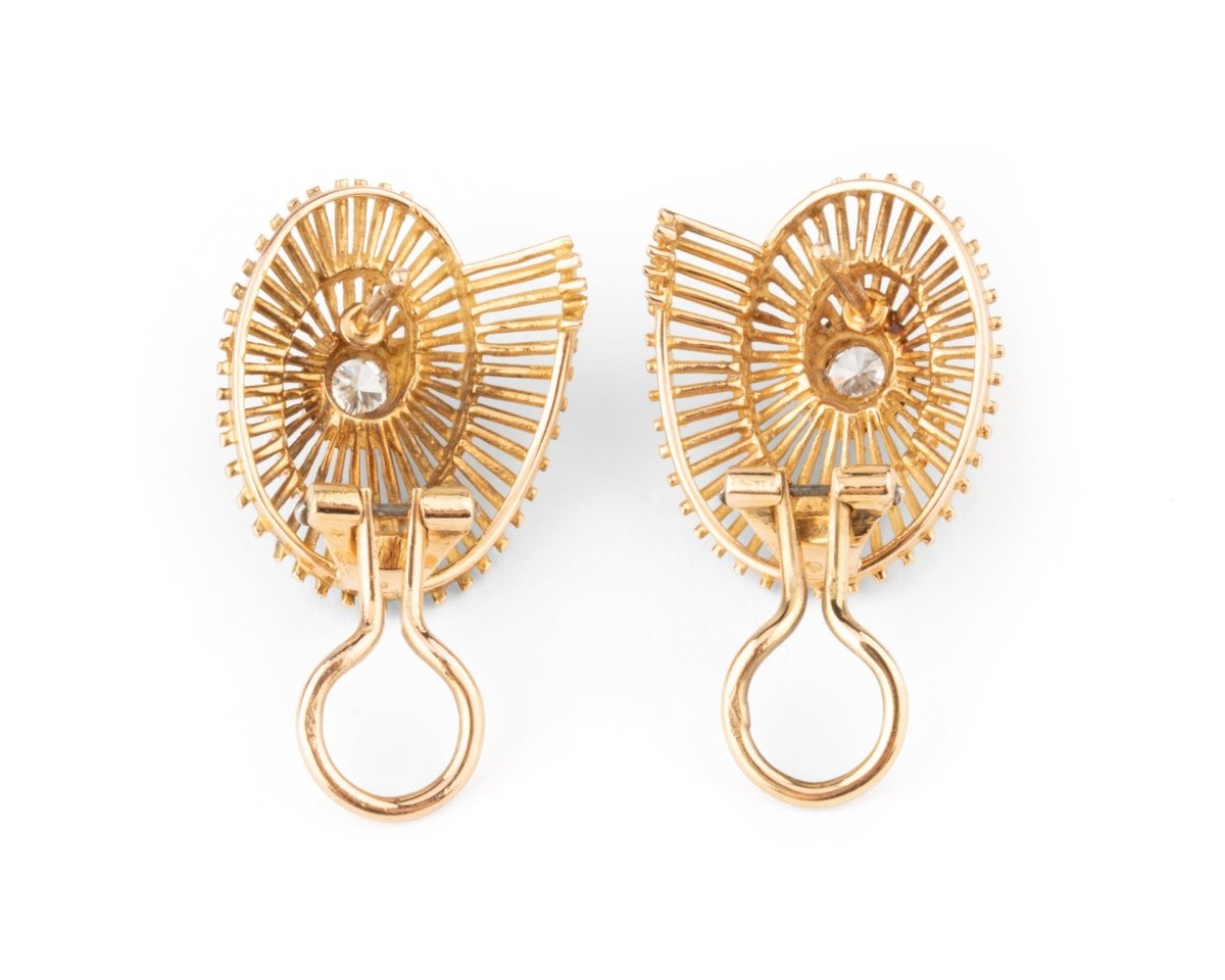 Boucles d'oreilles Clips en or jaune et diamants - Castafiore