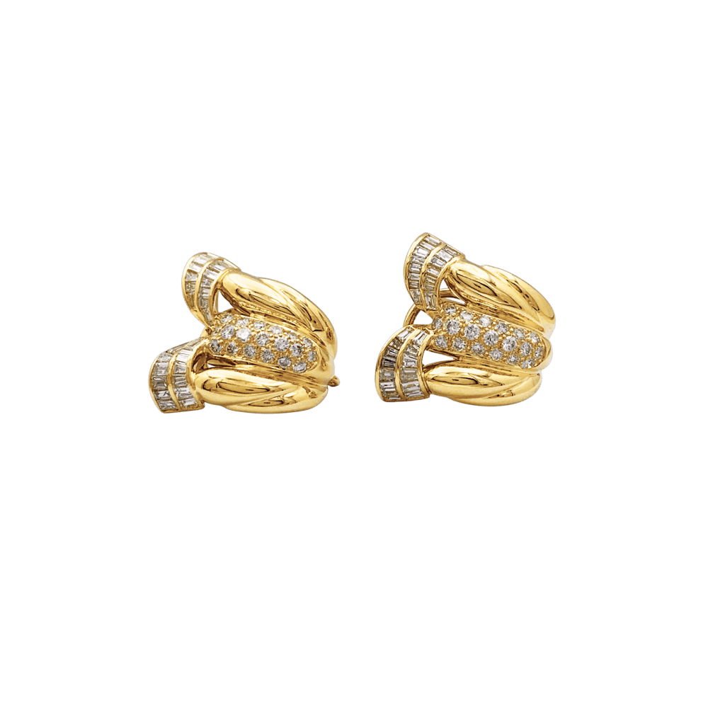 Boucles d'oreilles Clips en or jaune et diamants - Castafiore