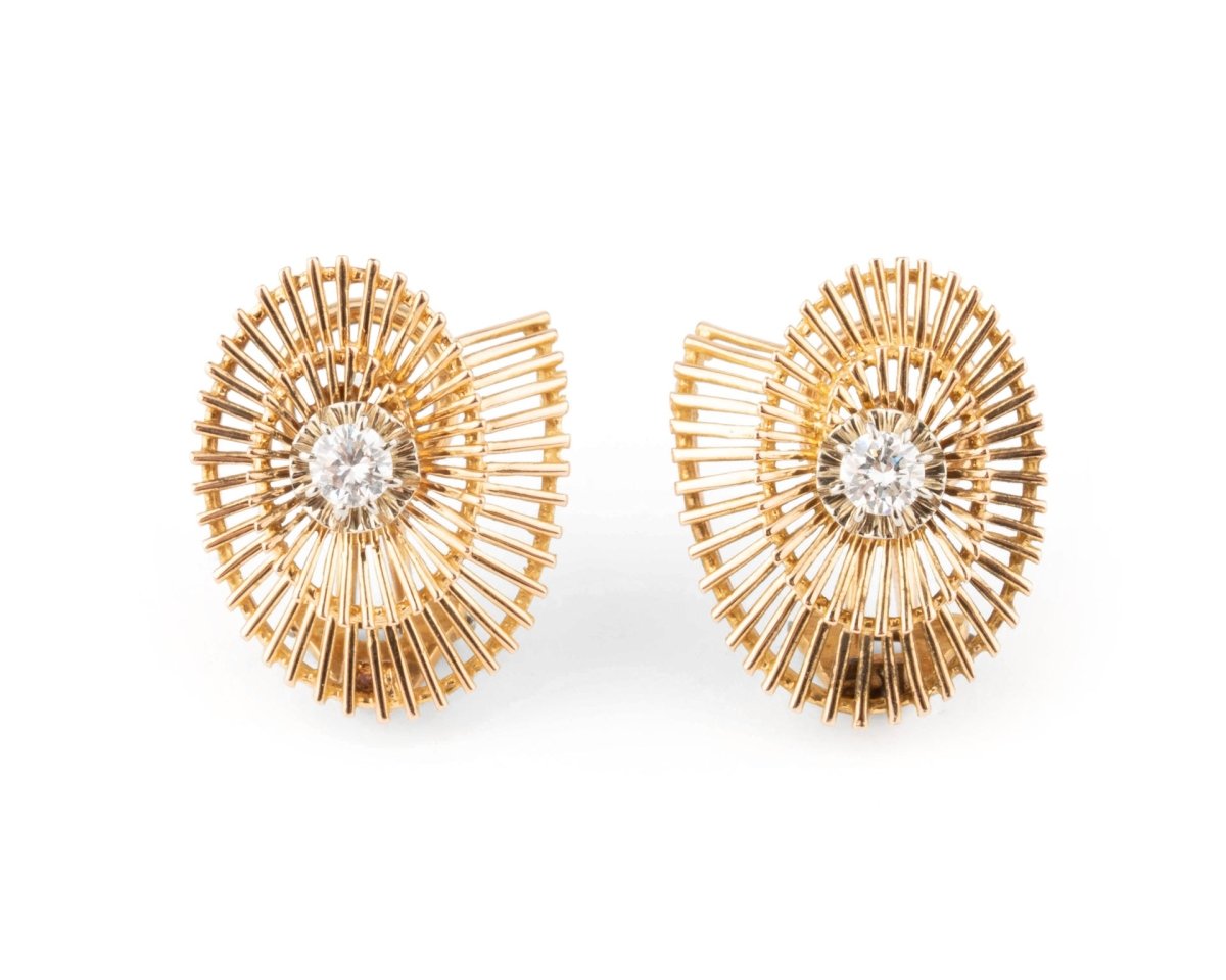 Boucles d'oreilles Clips en or jaune et diamants - Castafiore