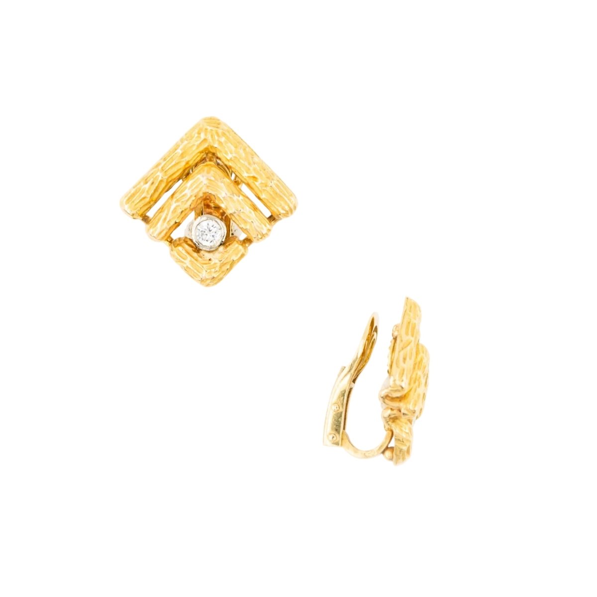 Boucles d'oreilles Clips en or jaune et diamants - Castafiore