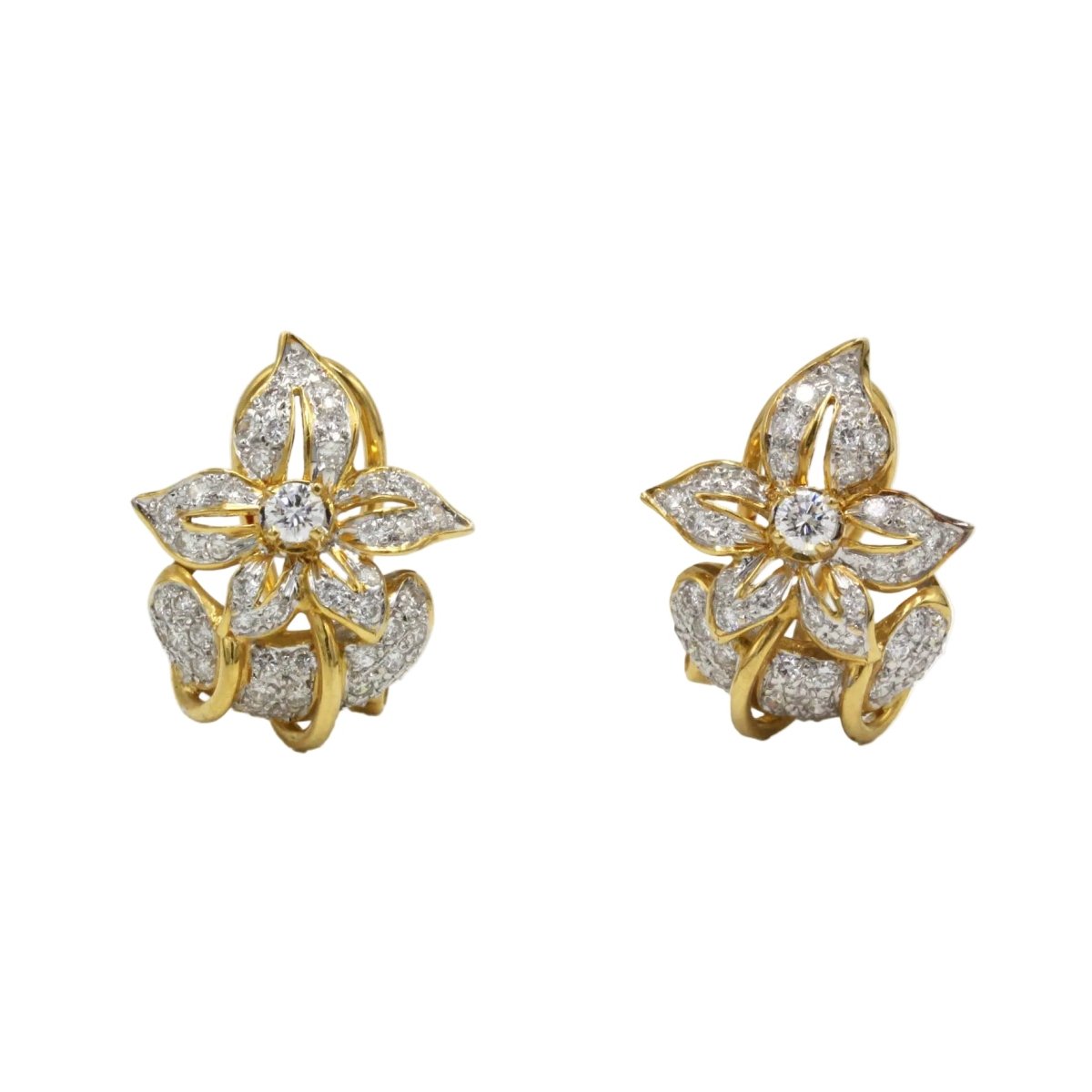 Boucles d'oreilles Clips en or jaune et diamants - Castafiore