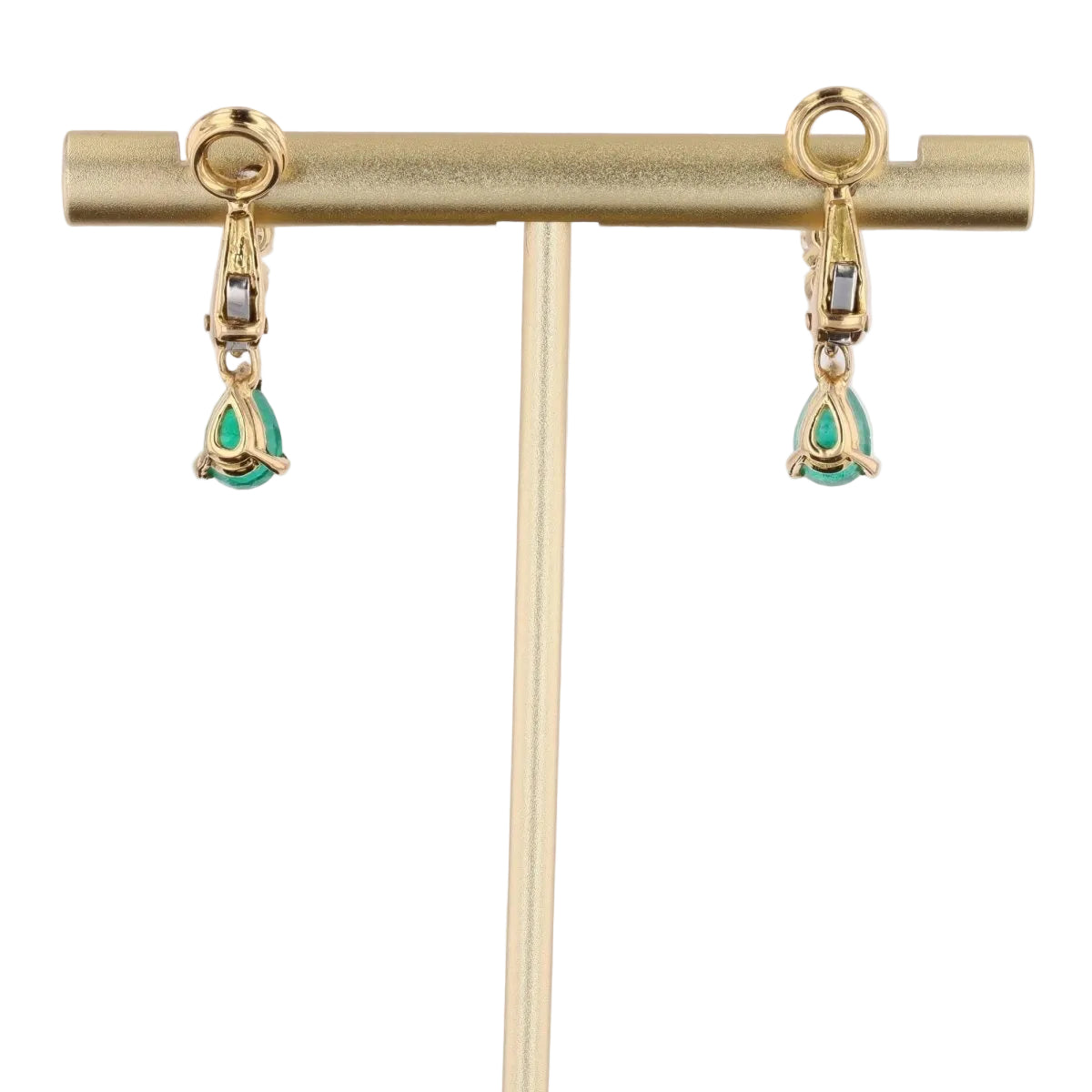 Boucles d'oreilles clips en or jaune et émeraude - Castafiore