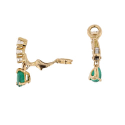 Boucles d'oreilles clips en or jaune et émeraude - Castafiore