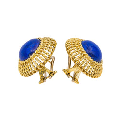 Boucles d'oreilles Clips en or jaune et lapis - lazuli - Castafiore