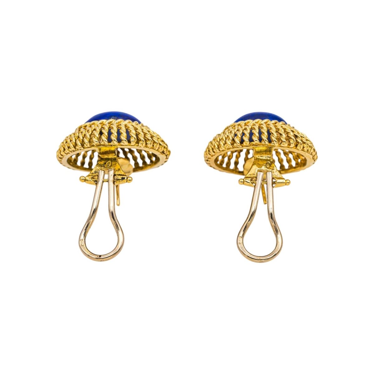 Boucles d'oreilles Clips en or jaune et lapis - lazuli - Castafiore