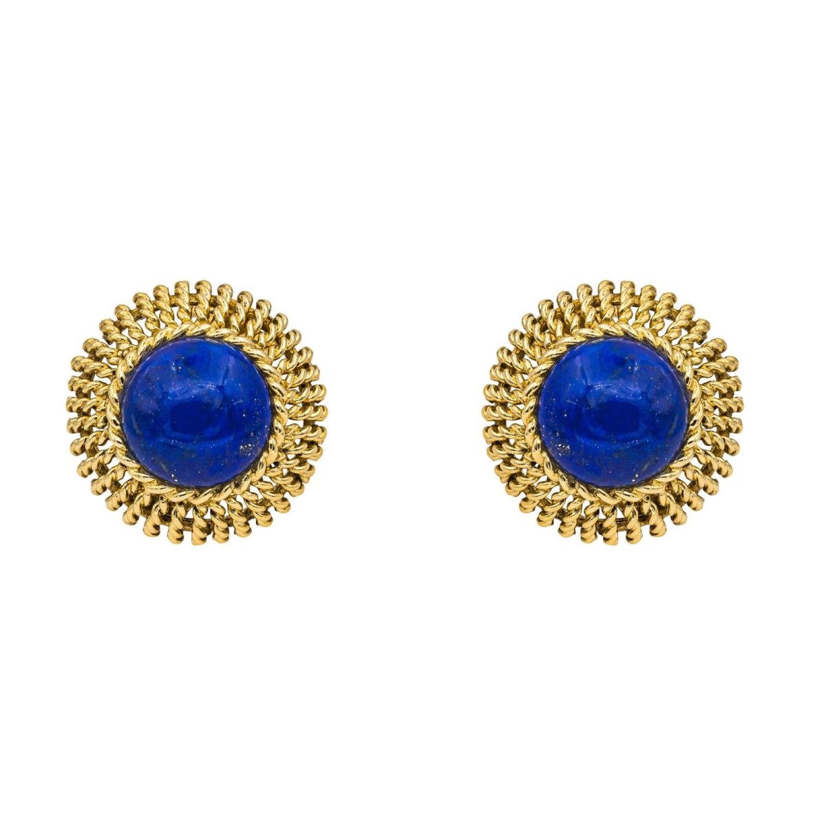 Boucles d'oreilles Clips en or jaune et lapis - lazuli - Castafiore