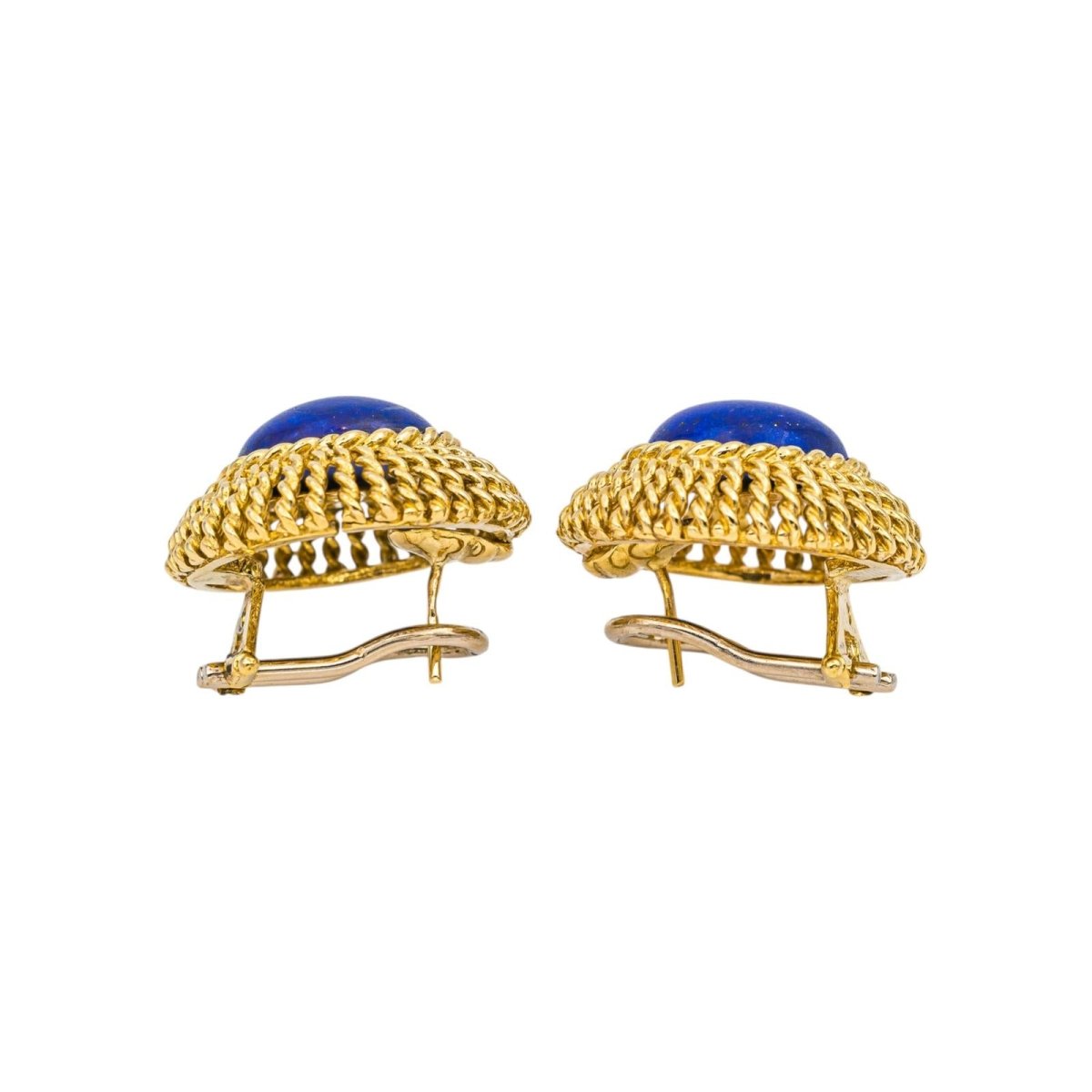 Boucles d'oreilles Clips en or jaune et lapis - lazuli - Castafiore
