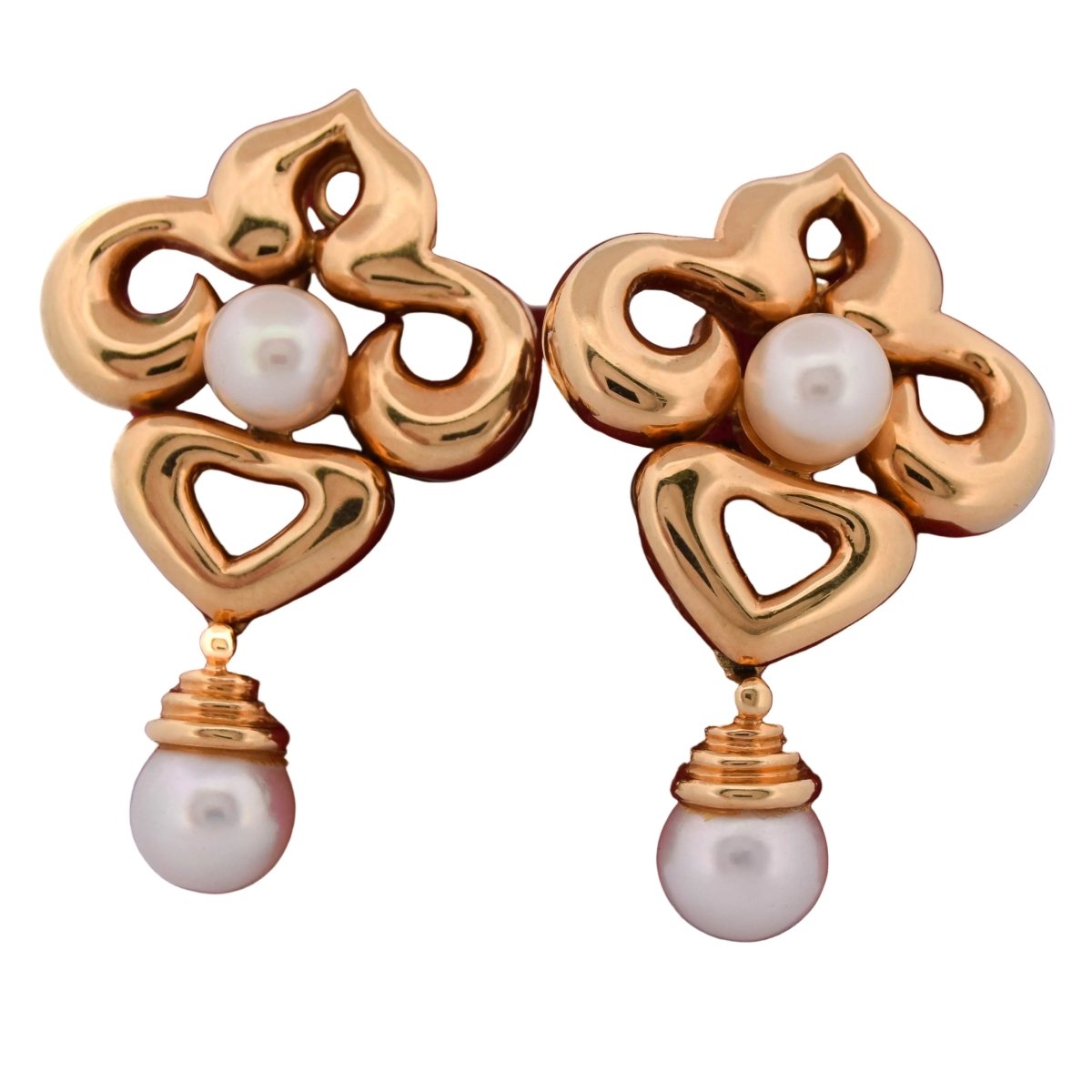 Boucles d'oreilles Clips en or jaune et perles - Castafiore